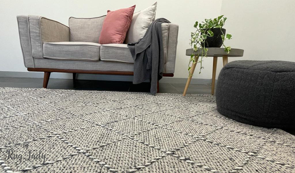 Macey Grey Marble Lattice Wool Rug