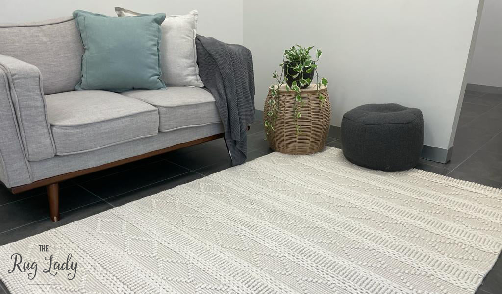 Macey Dreamy Ivory Geometric Wool Rug