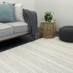 Macey Dreamy Ivory Geometric Wool Rug