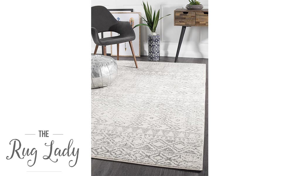 Heaven Grey Tribal Geometric Diamond Rug