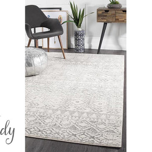 Heaven Grey Tribal Geometric Diamond Rug