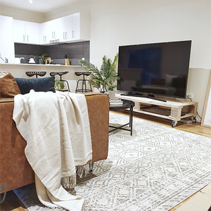 Heaven Grey Tribal Geometric Diamond Rug