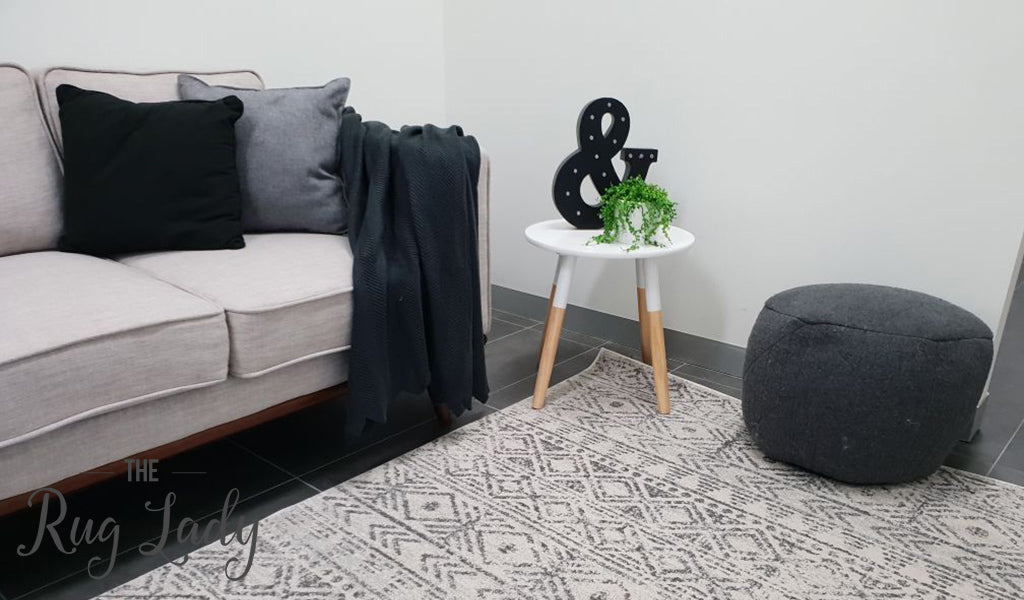 Heaven Grey Tribal Geometric Diamond Rug