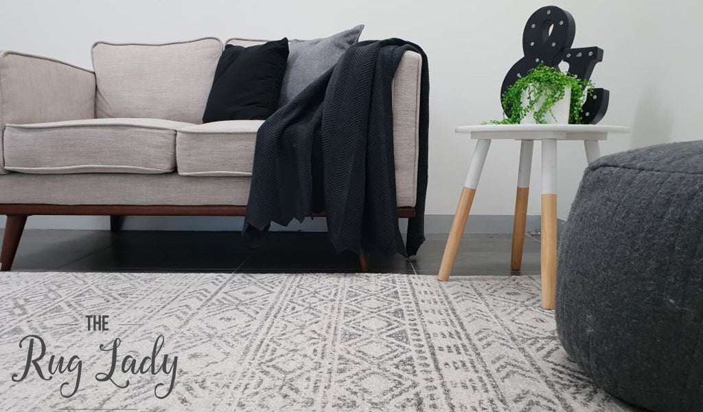 Heaven Grey Tribal Geometric Diamond Rug