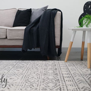 Heaven Grey Tribal Geometric Diamond Rug