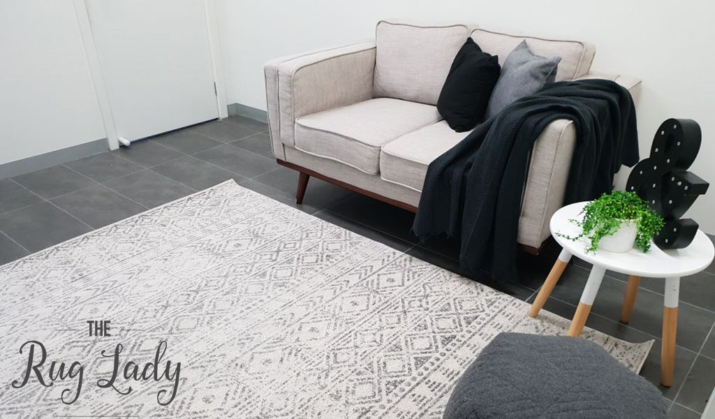 Heaven Grey Tribal Geometric Diamond Rug