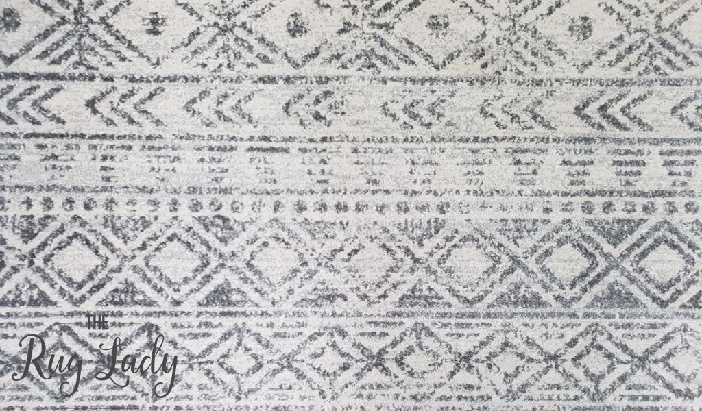 Heaven Grey Tribal Geometric Diamond Rug