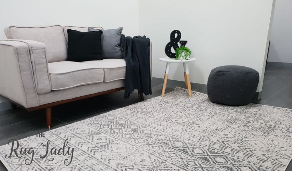 Heaven Grey Tribal Geometric Diamond Rug