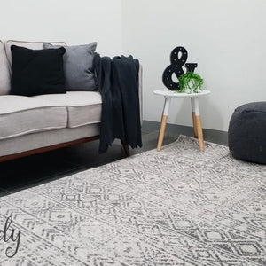 Heaven Grey Tribal Geometric Diamond Rug