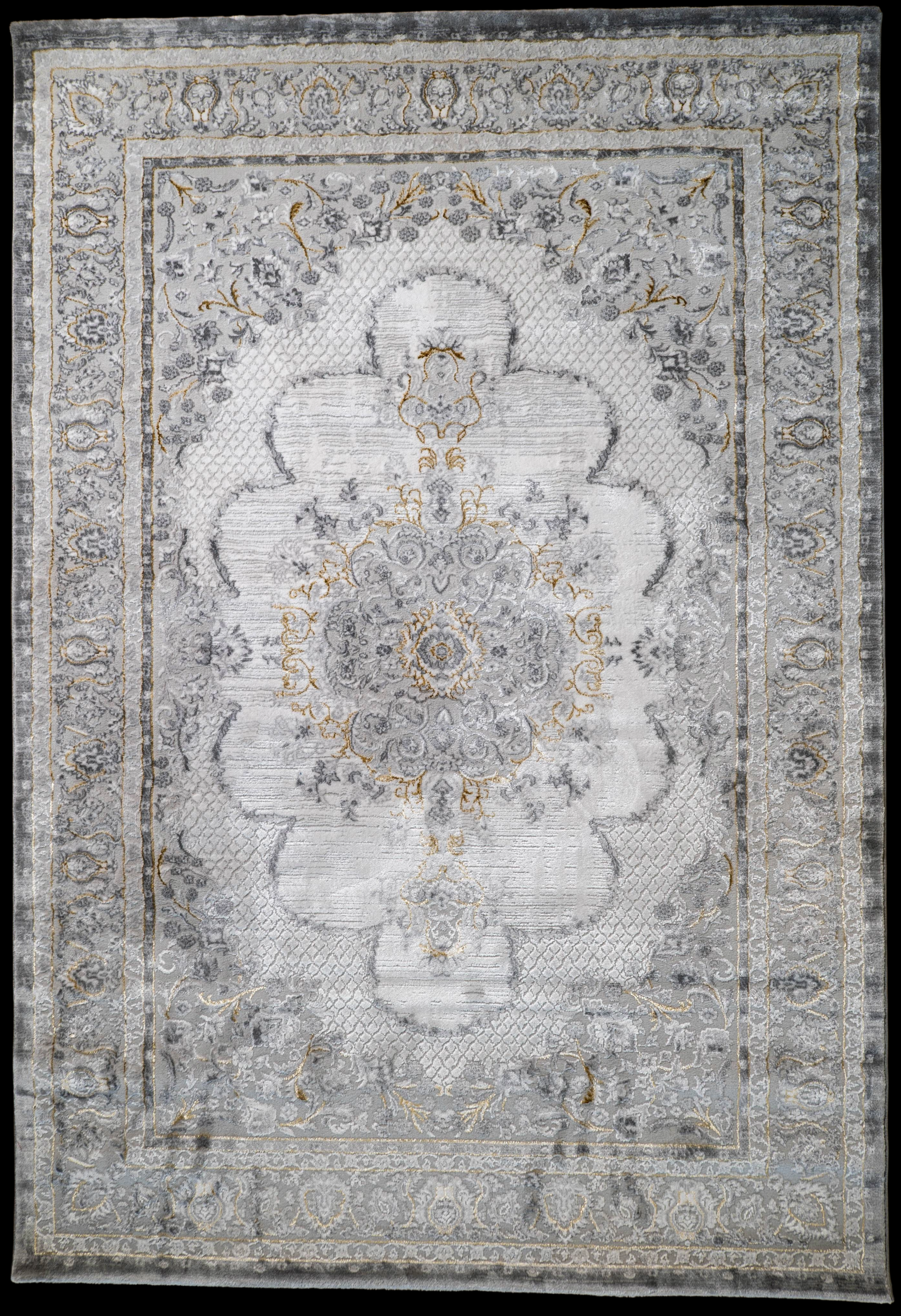 Grey Ivory Lazer Medallion Rug