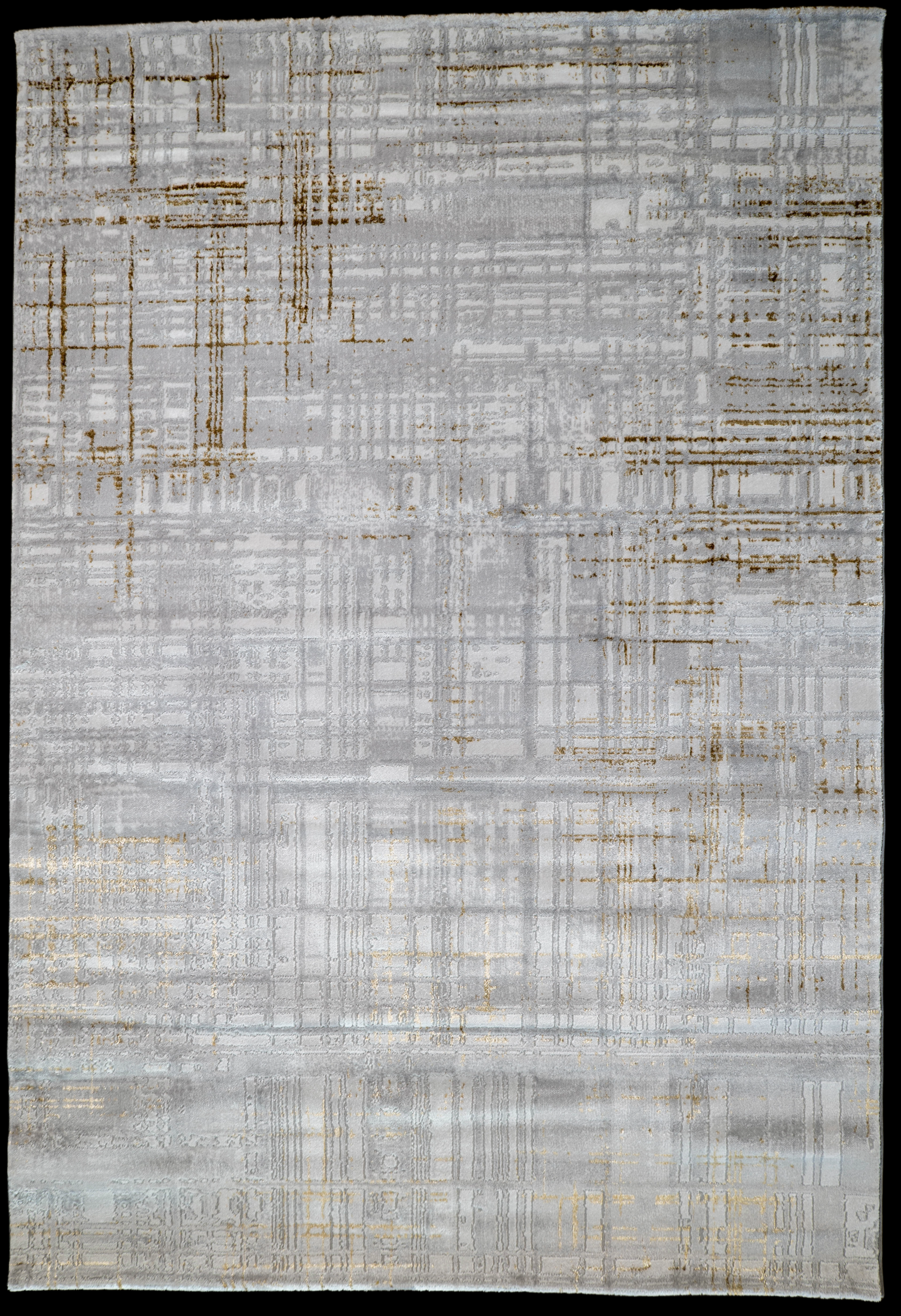 grey gold Lazer Modern Abstract lines Rug