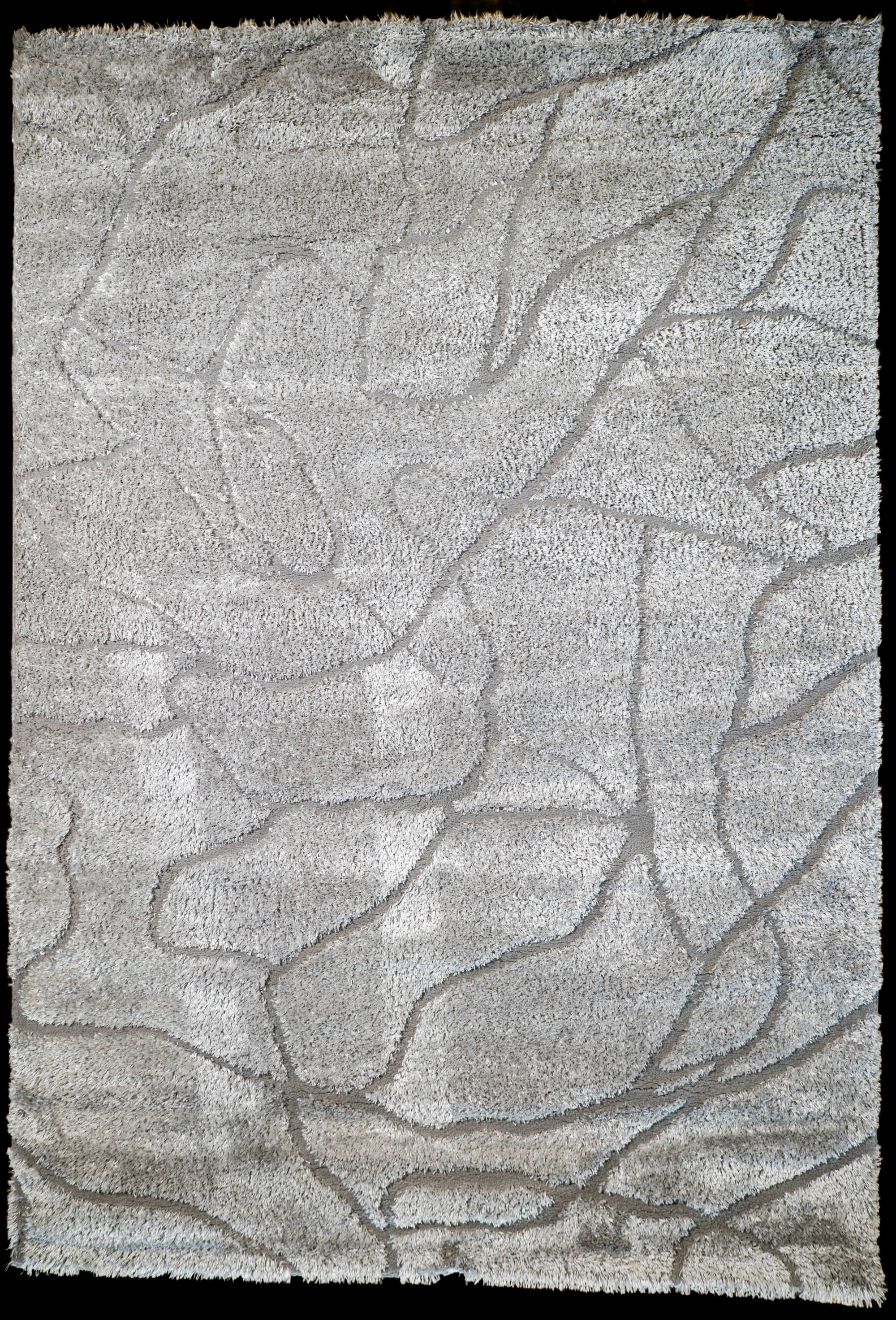 Jasmine Shaggy silver swirl lines flokati Rug