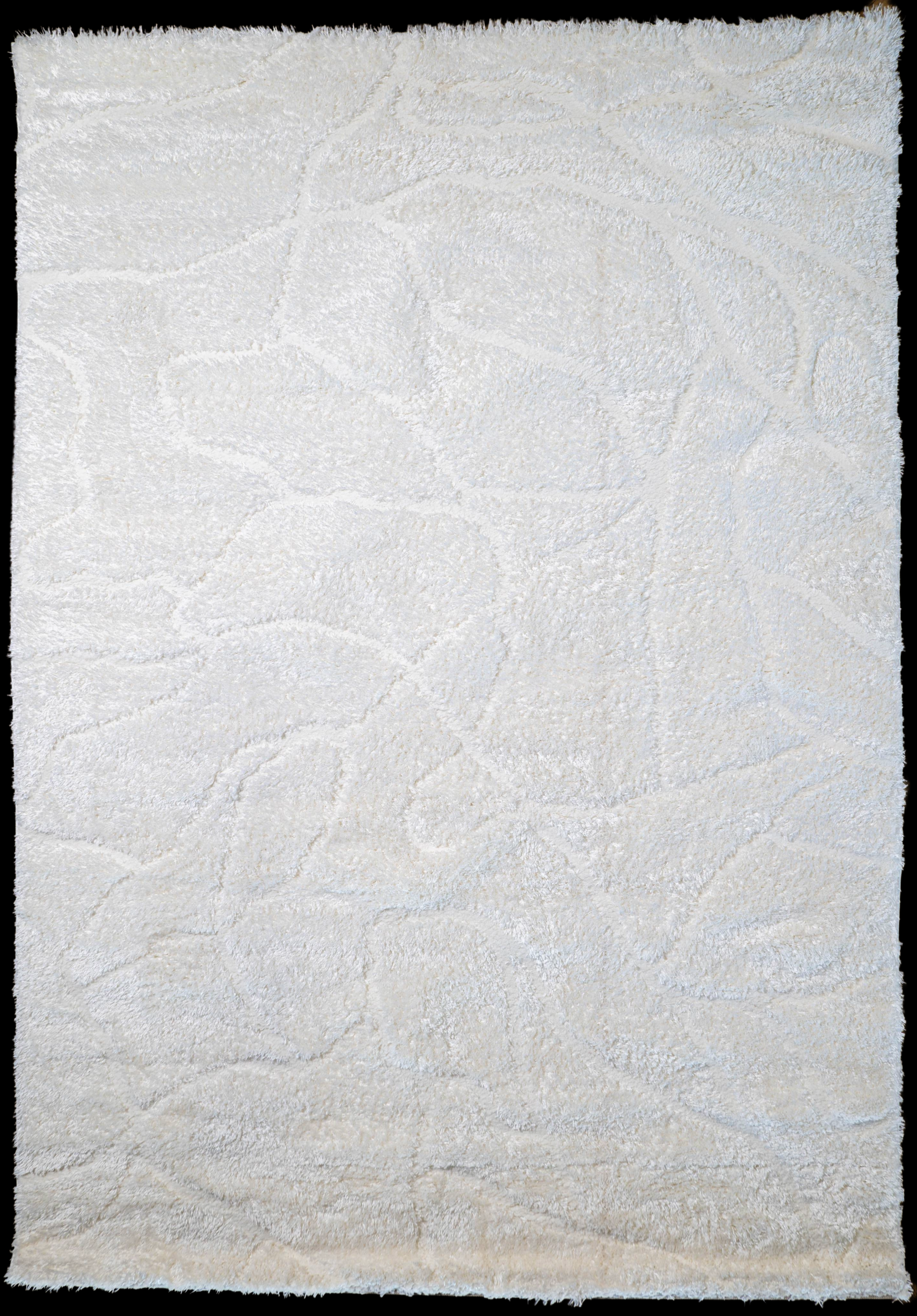 Jasmine Shaggy cream swirl lines flokati Rug