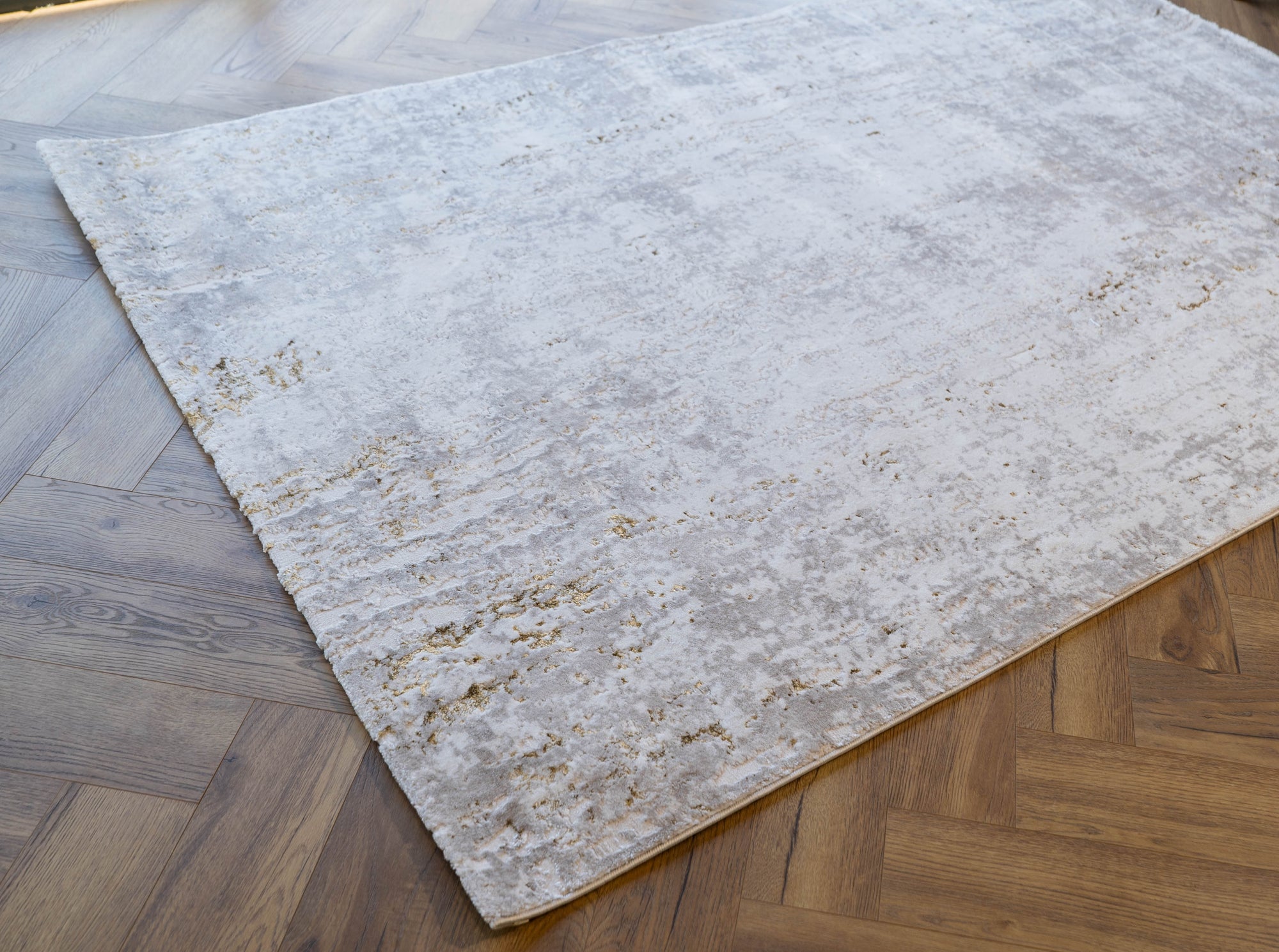Cream gold Lazer Modern Abstract dotted Rug