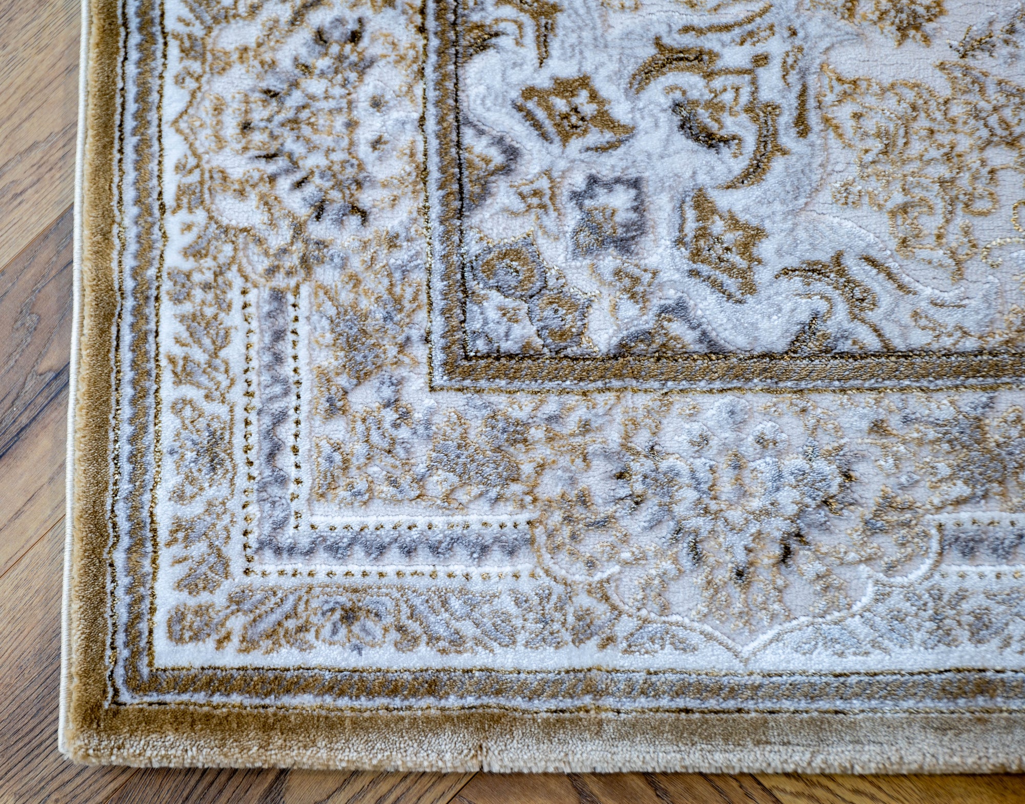 Cream gold Sharp Lazer Medallion Rug