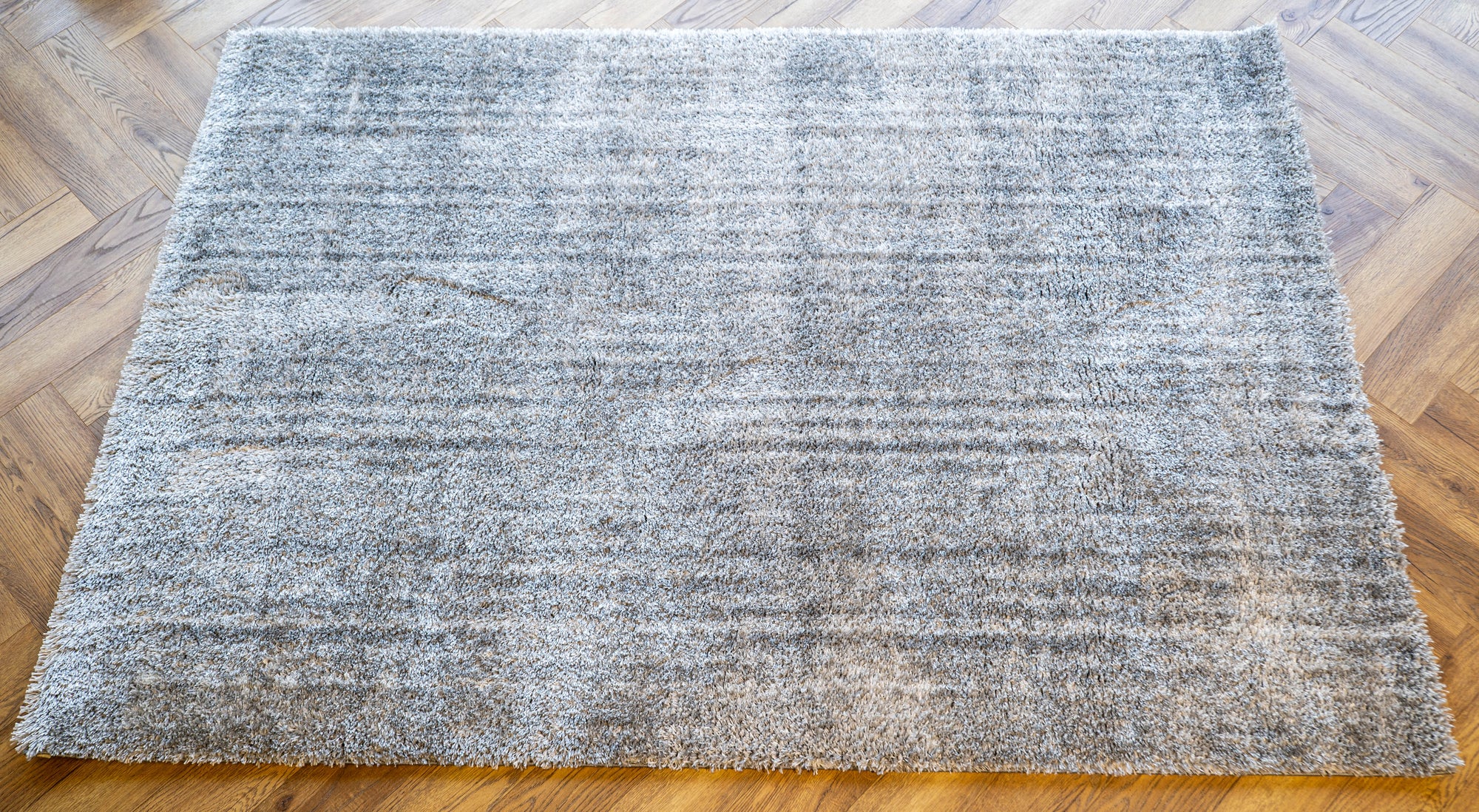 Jasmine Shaggy grey lines plain wave flokati Rug
