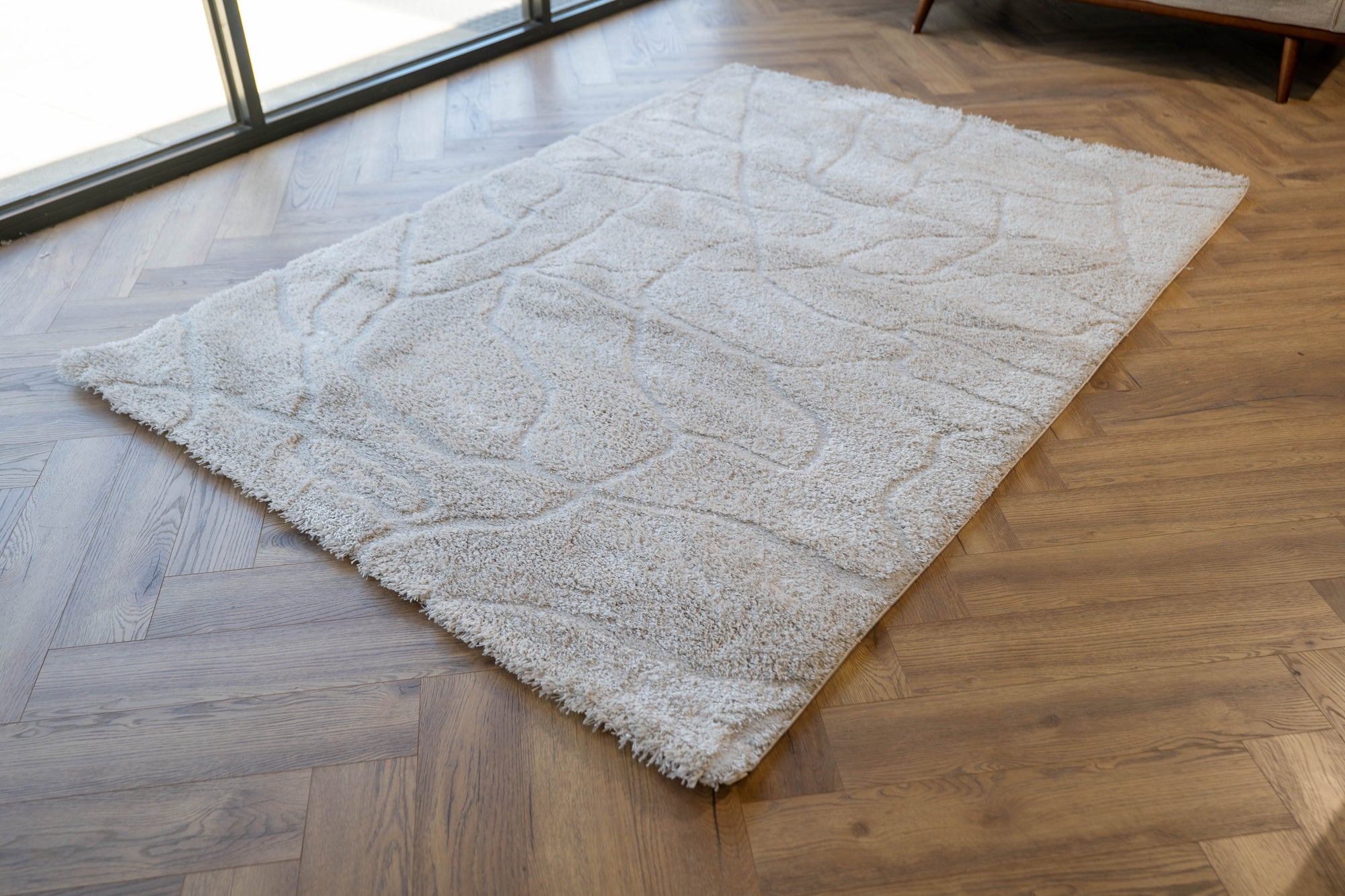Jasmine Shaggy cream beige rocks flokati Rug