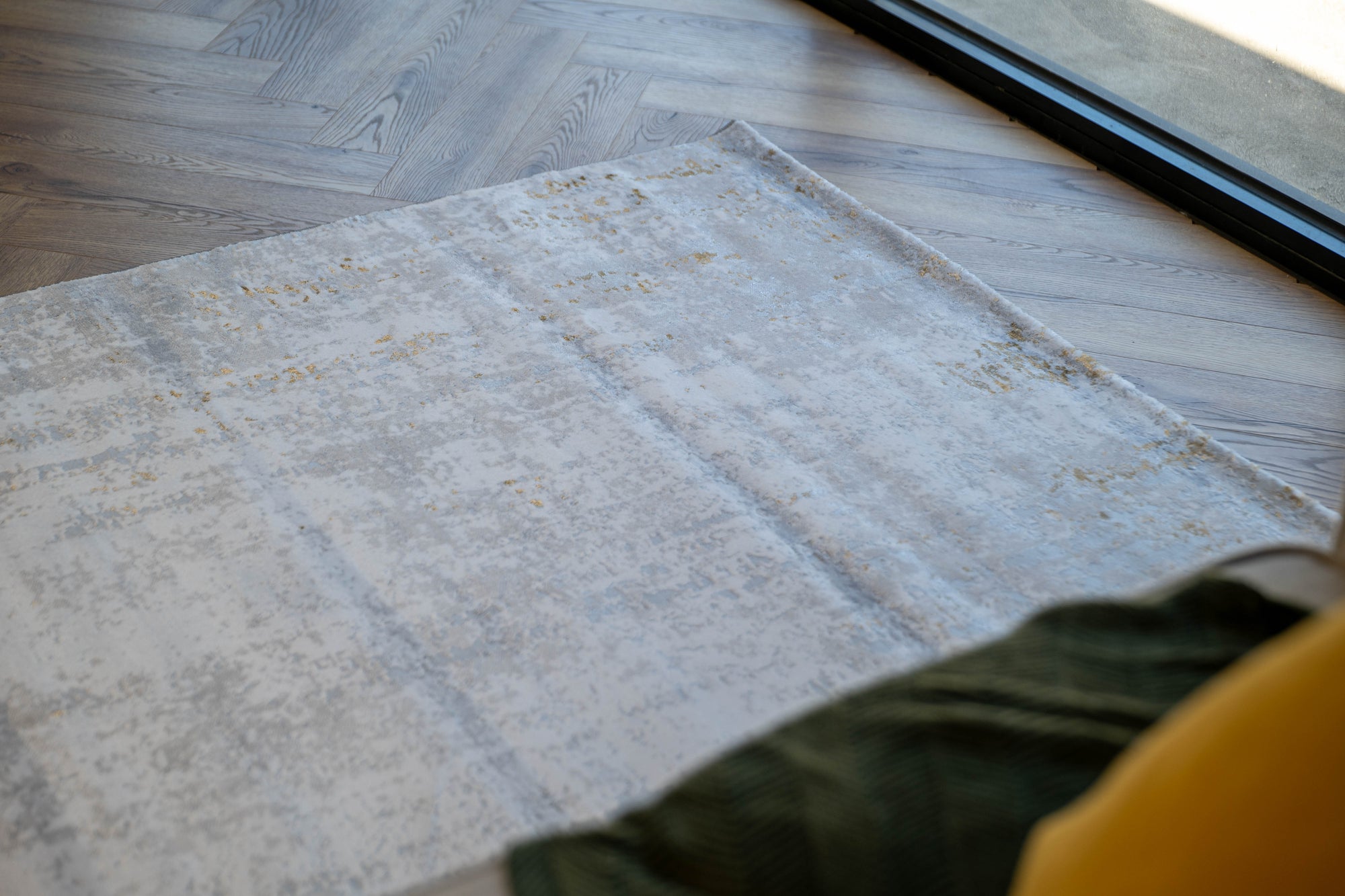 grey cream gold Lazer Modern Abstract dotted Rug