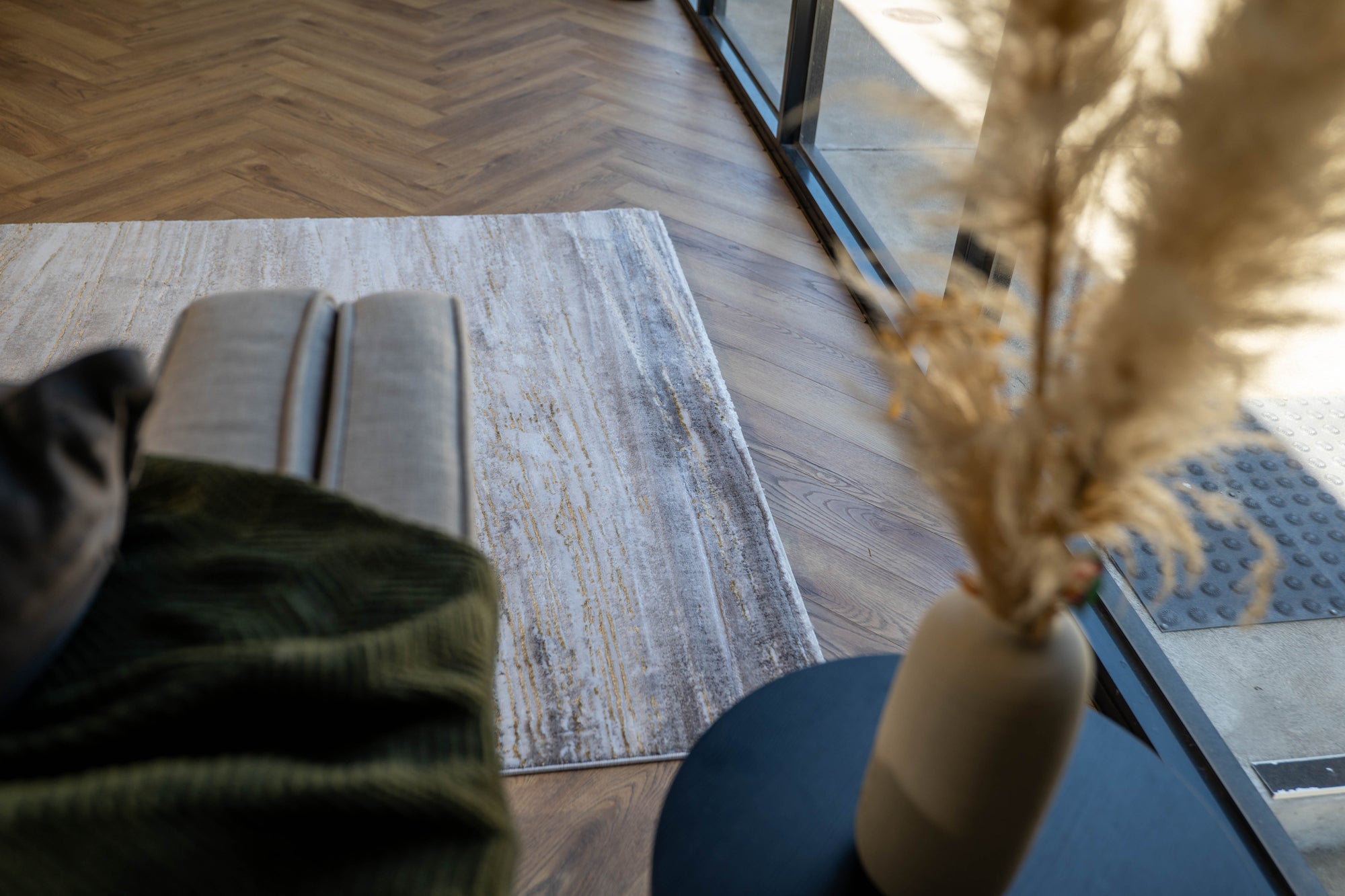 Cream vizion Lazer Modern Abstract strokes Rug