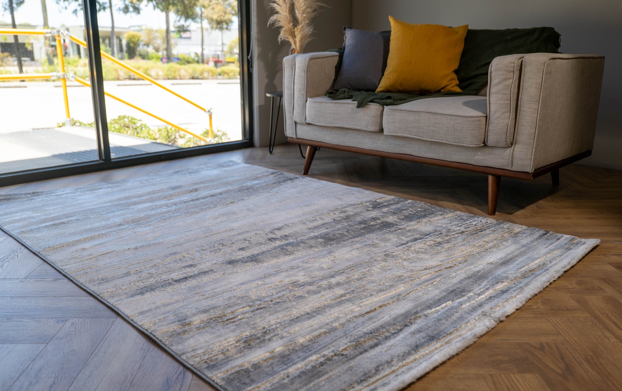 grey multi Lazer Modern Abstract strokes Rug