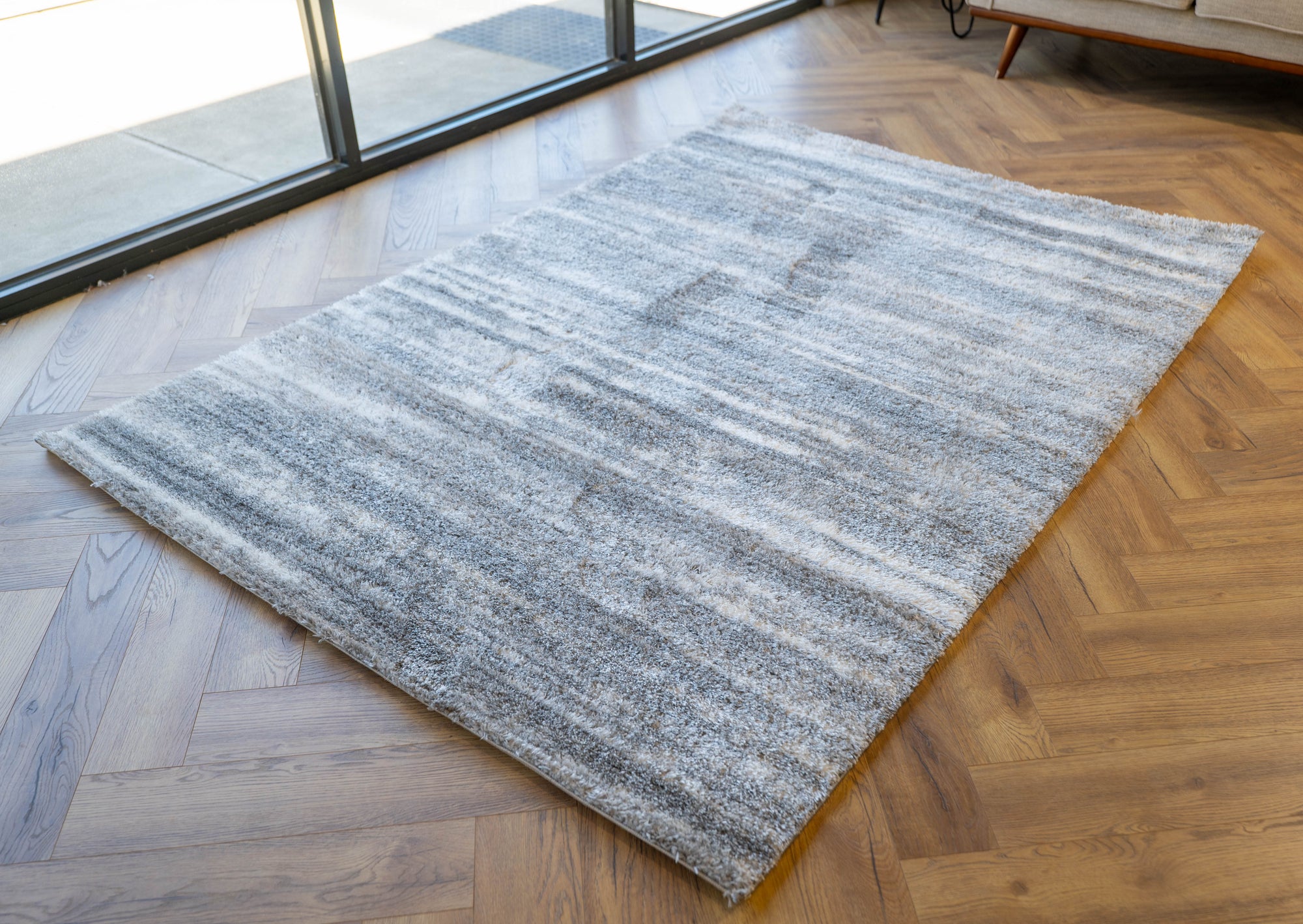 Jasmine Shaggy grey plain simple flokati Rug