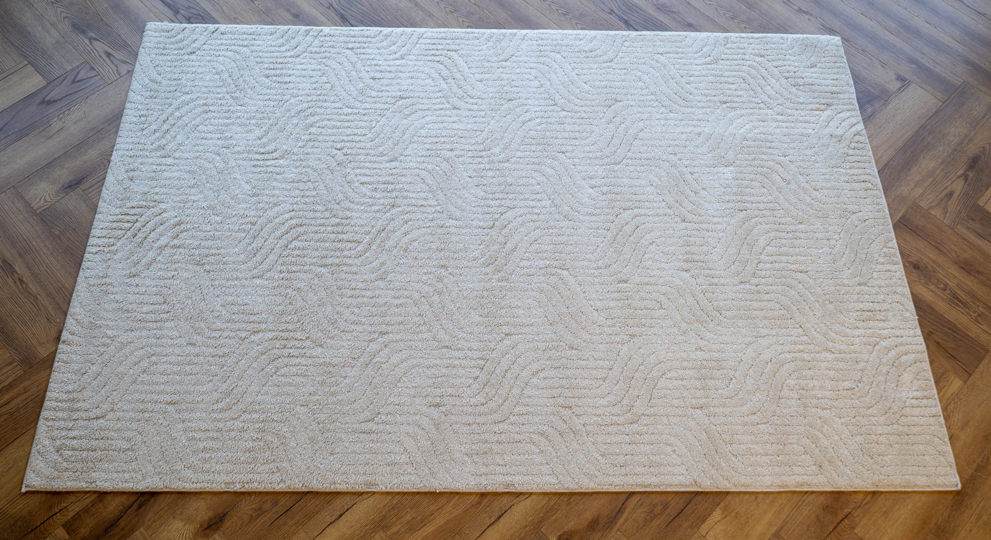 Moopy Cream textured lines modern rug
