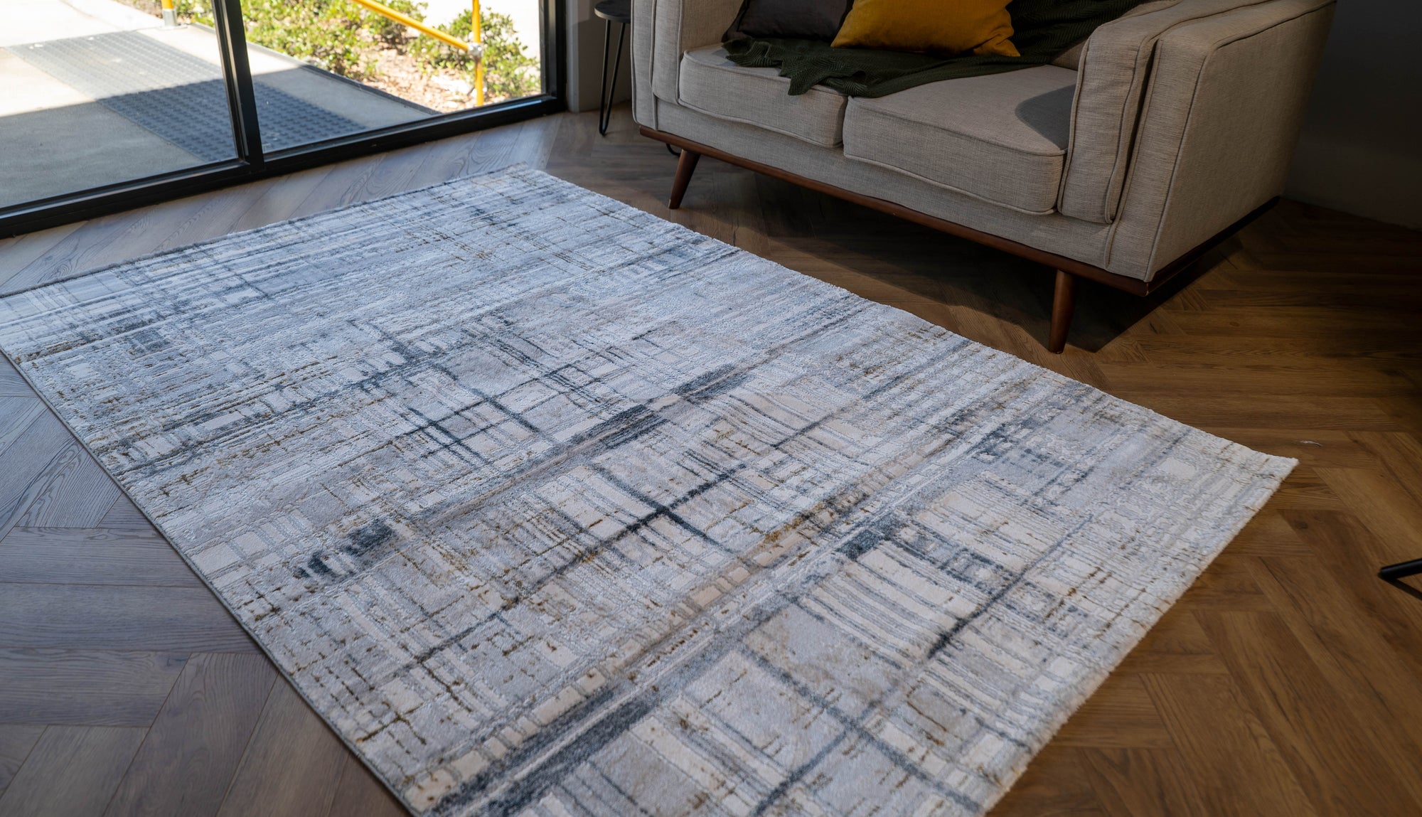 grey multi Lazer Modern Abstract lines Rug