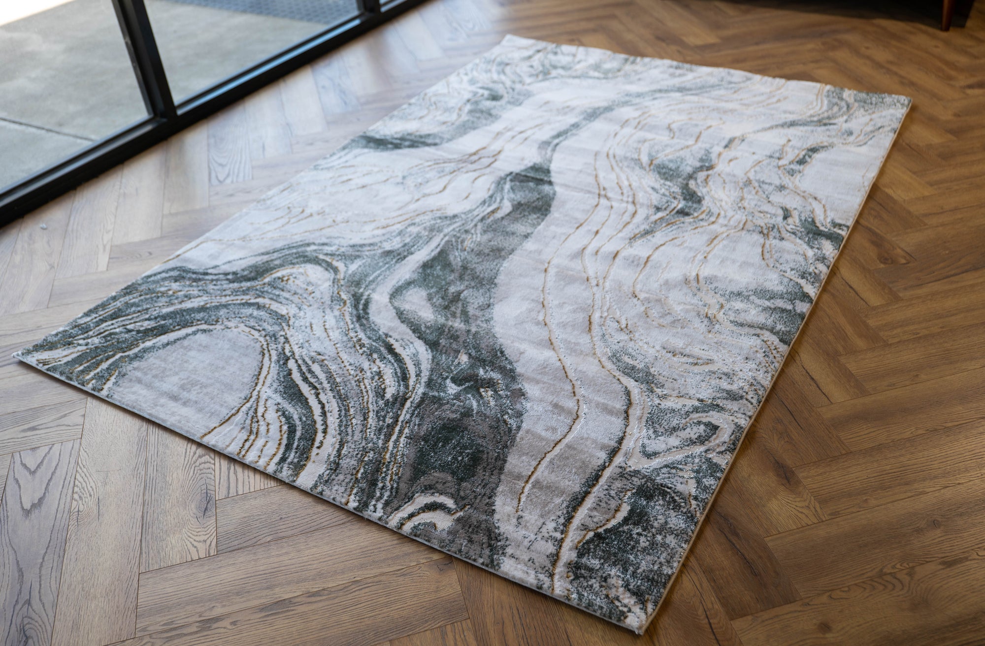 Grey Green Lazer Modern washed out Rug