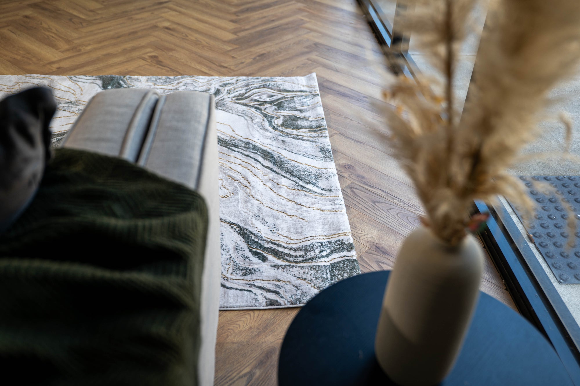 Grey Green Lazer Modern washed out Rug
