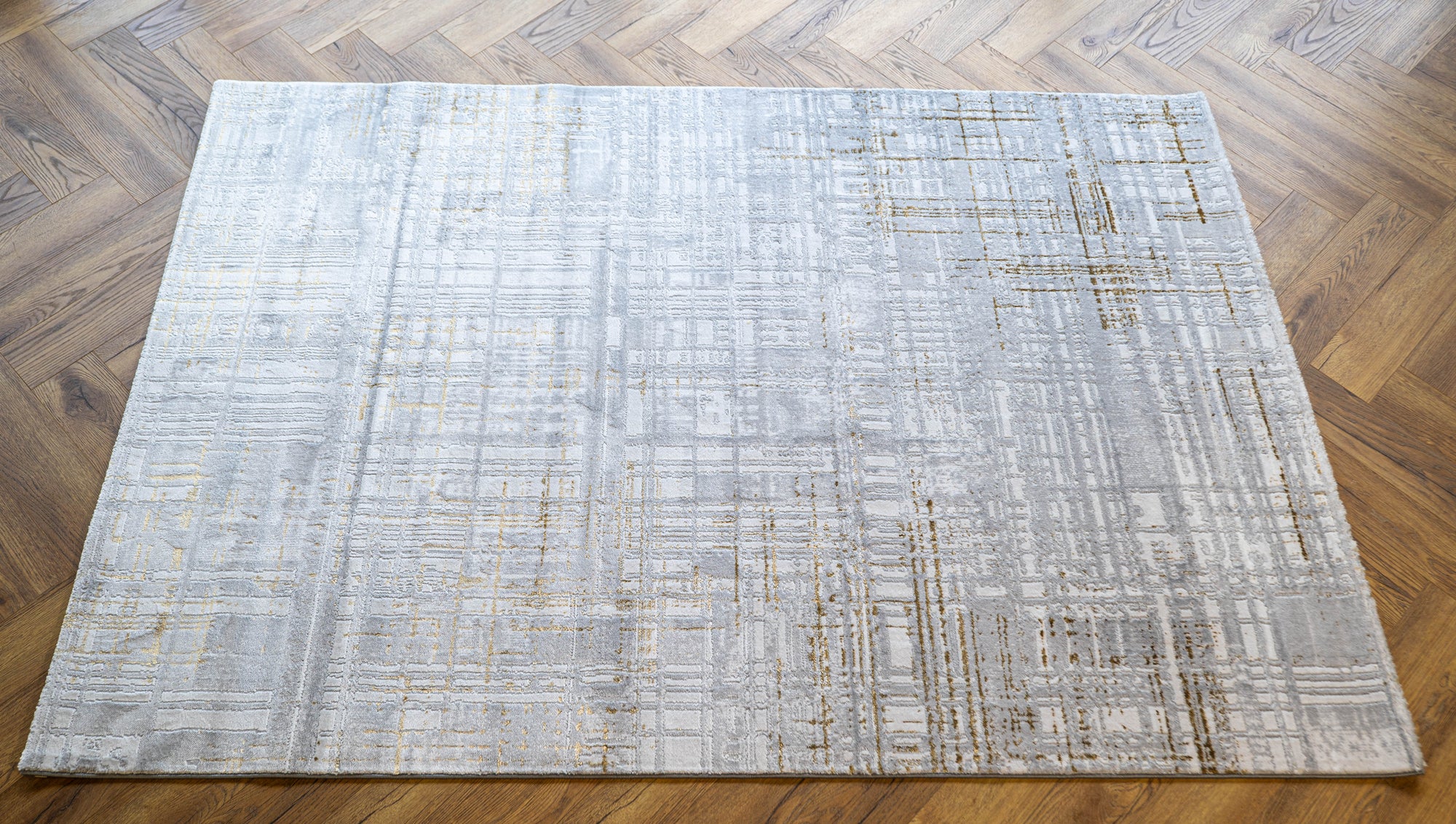 grey gold Lazer Modern Abstract lines Rug