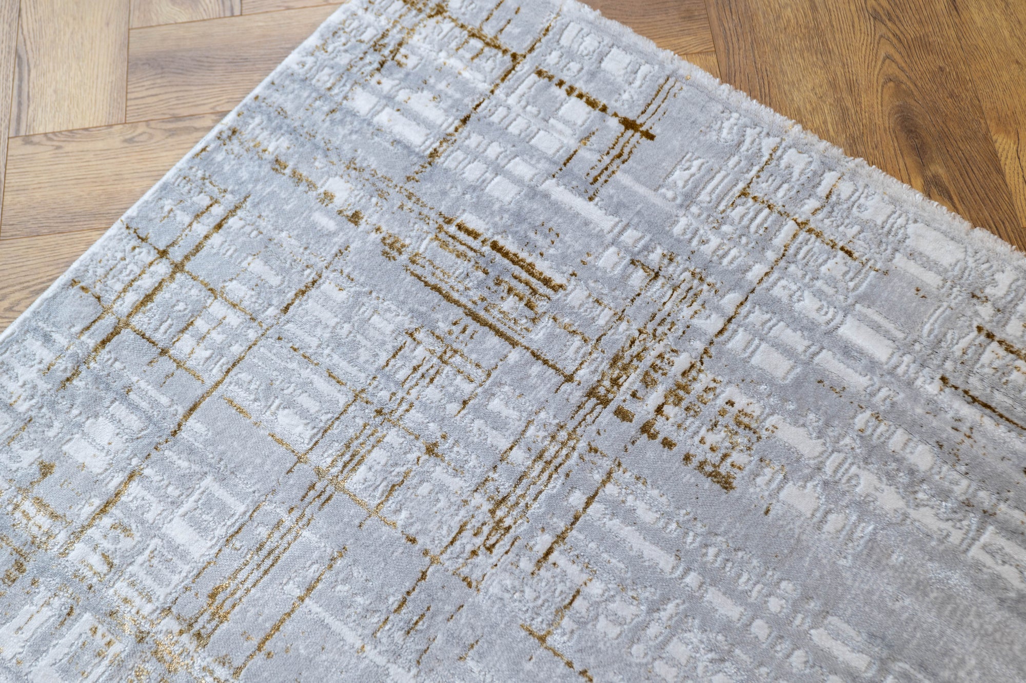 grey gold Lazer Modern Abstract lines Rug
