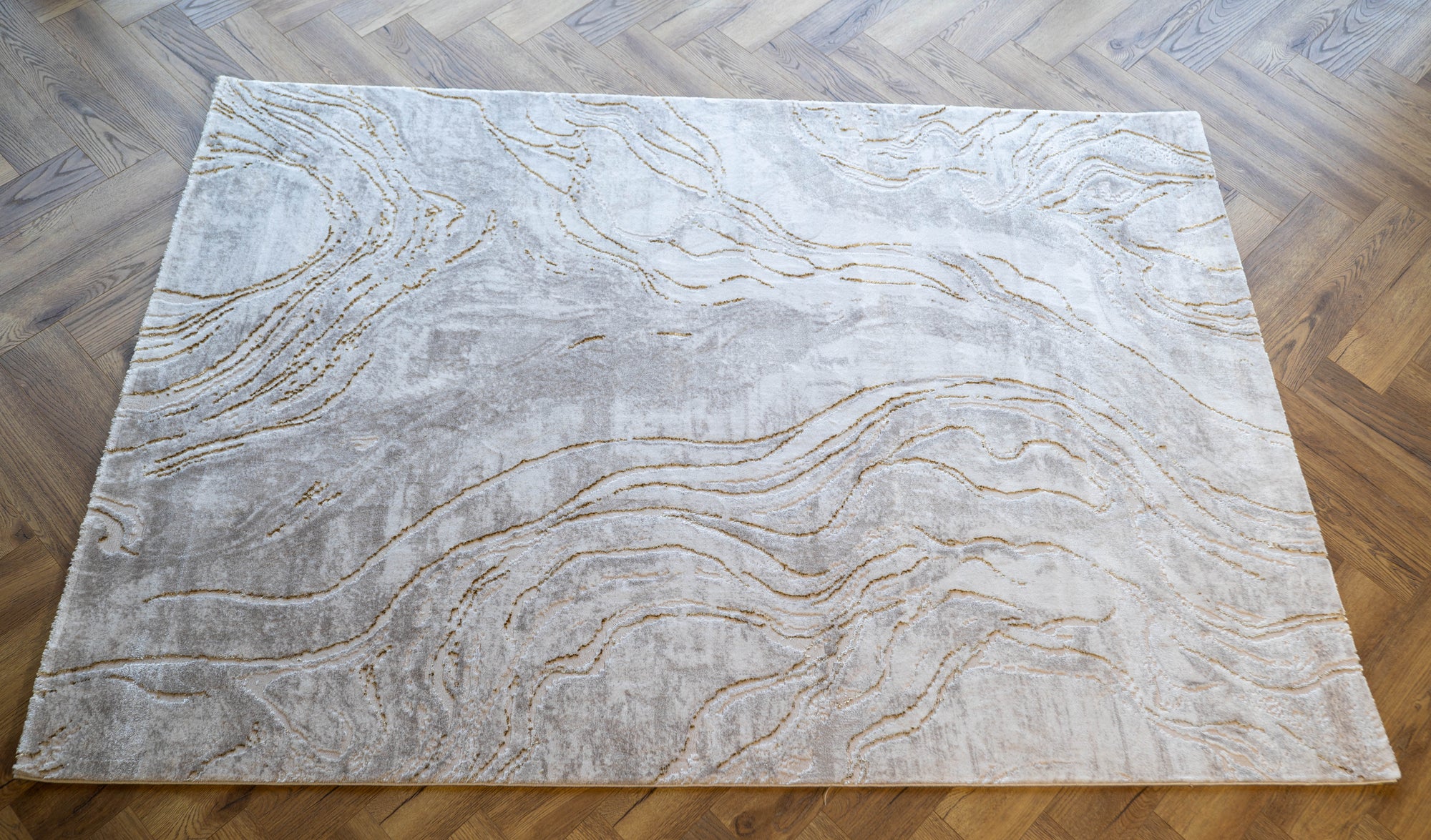 Cream gold Lazer Modern washed out Rug