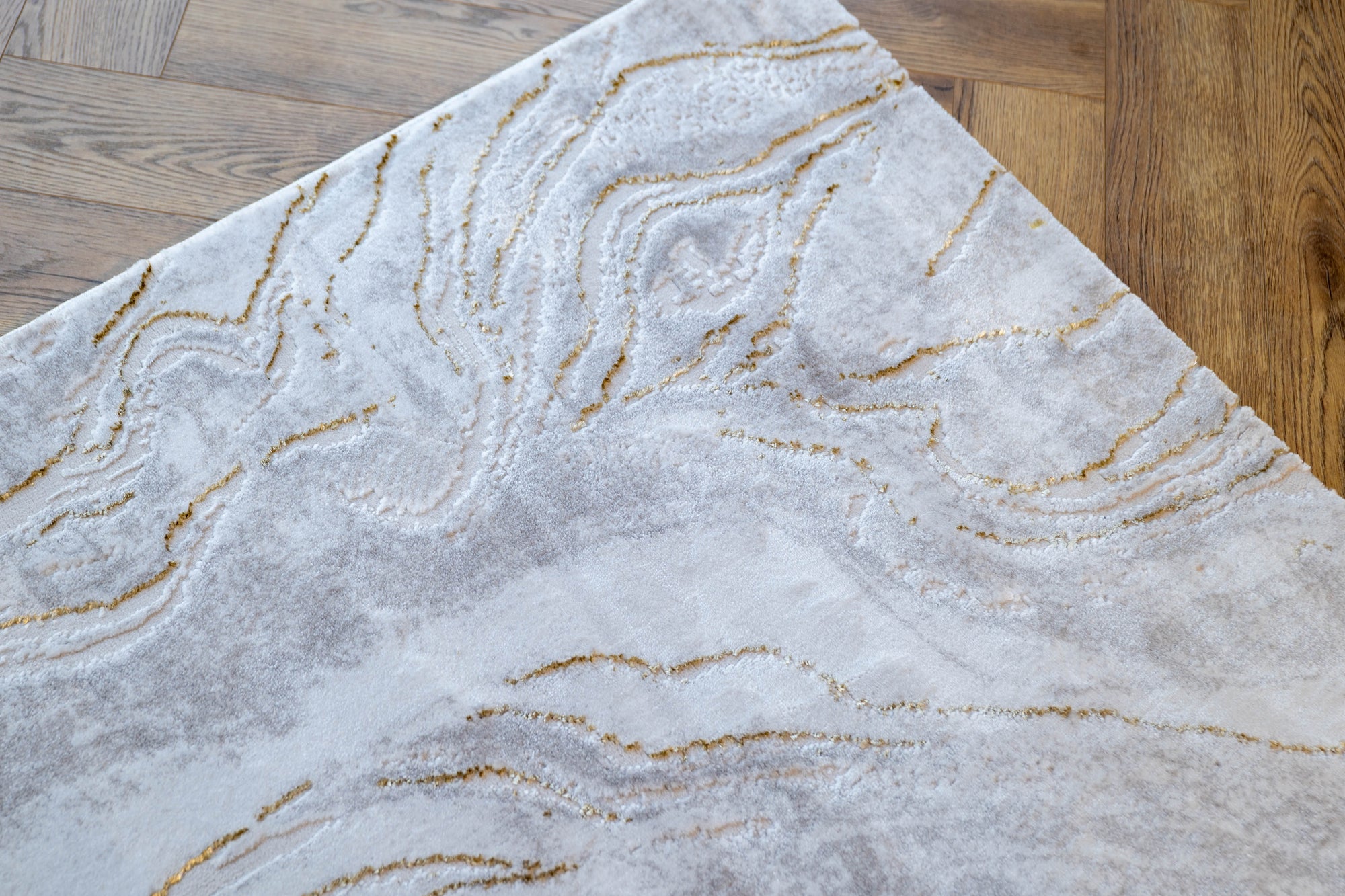 Cream gold Lazer Modern washed out Rug
