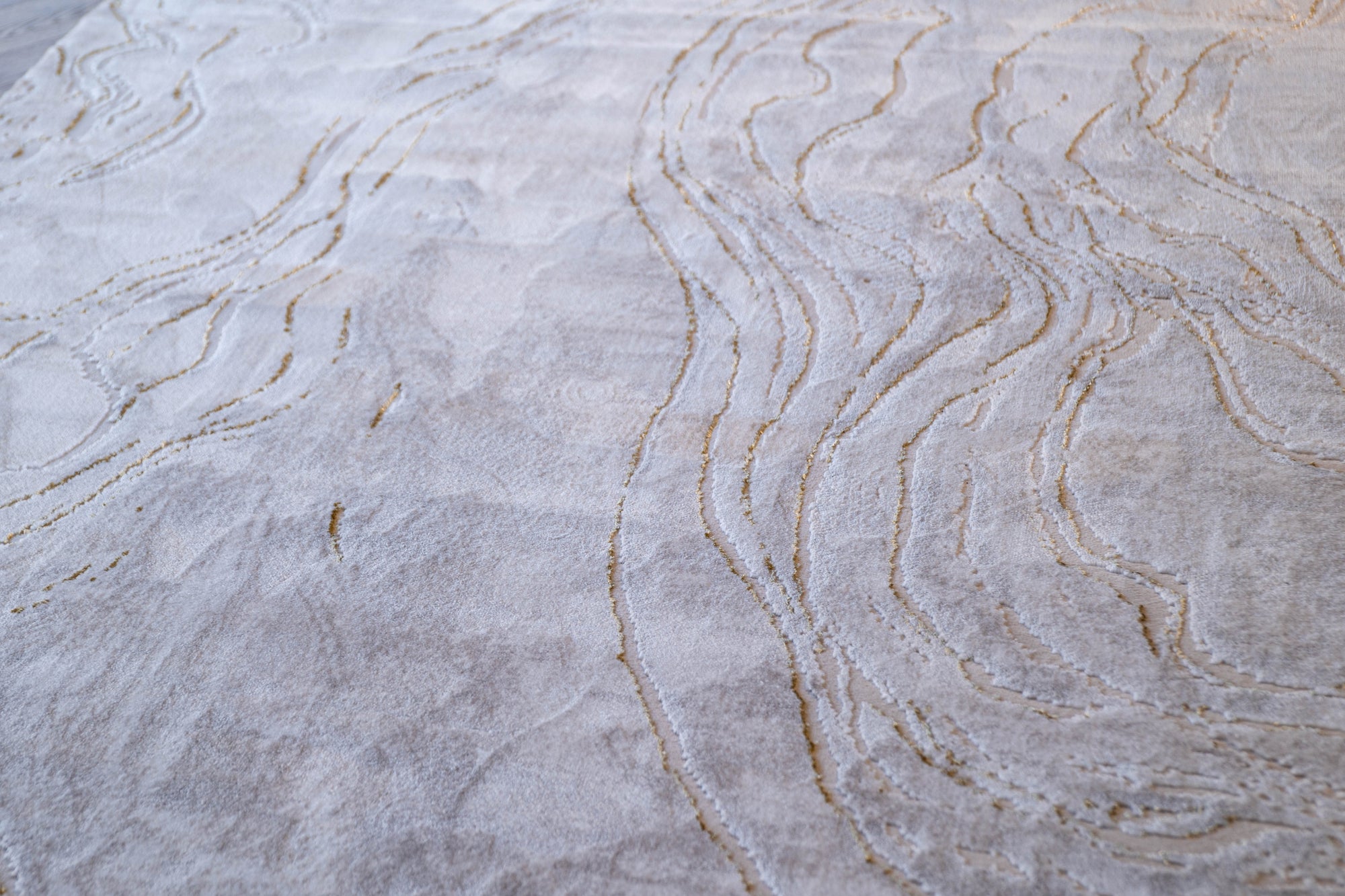 Cream gold Lazer Modern washed out Rug