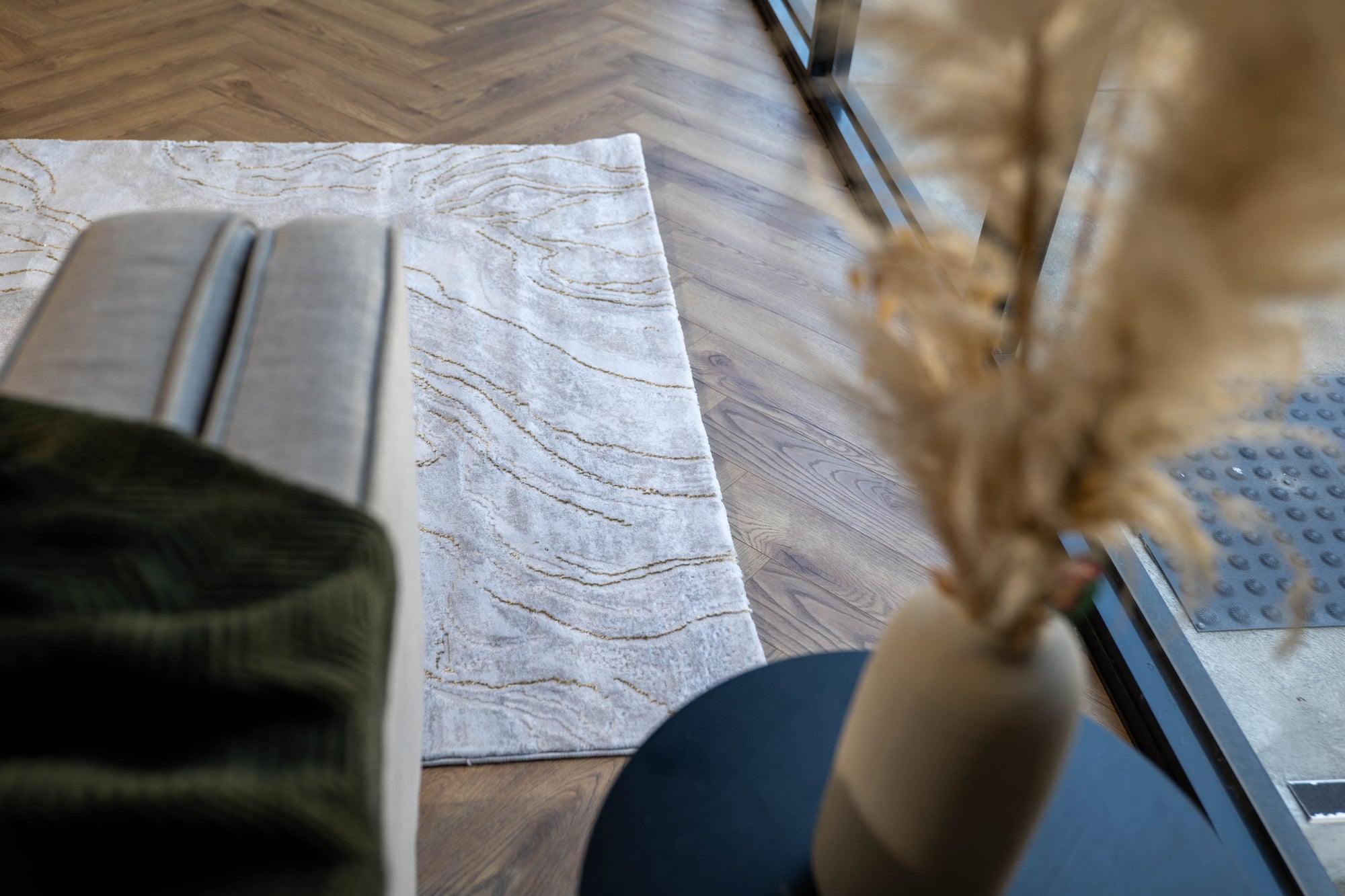 Cream gold Lazer Modern washed out Rug
