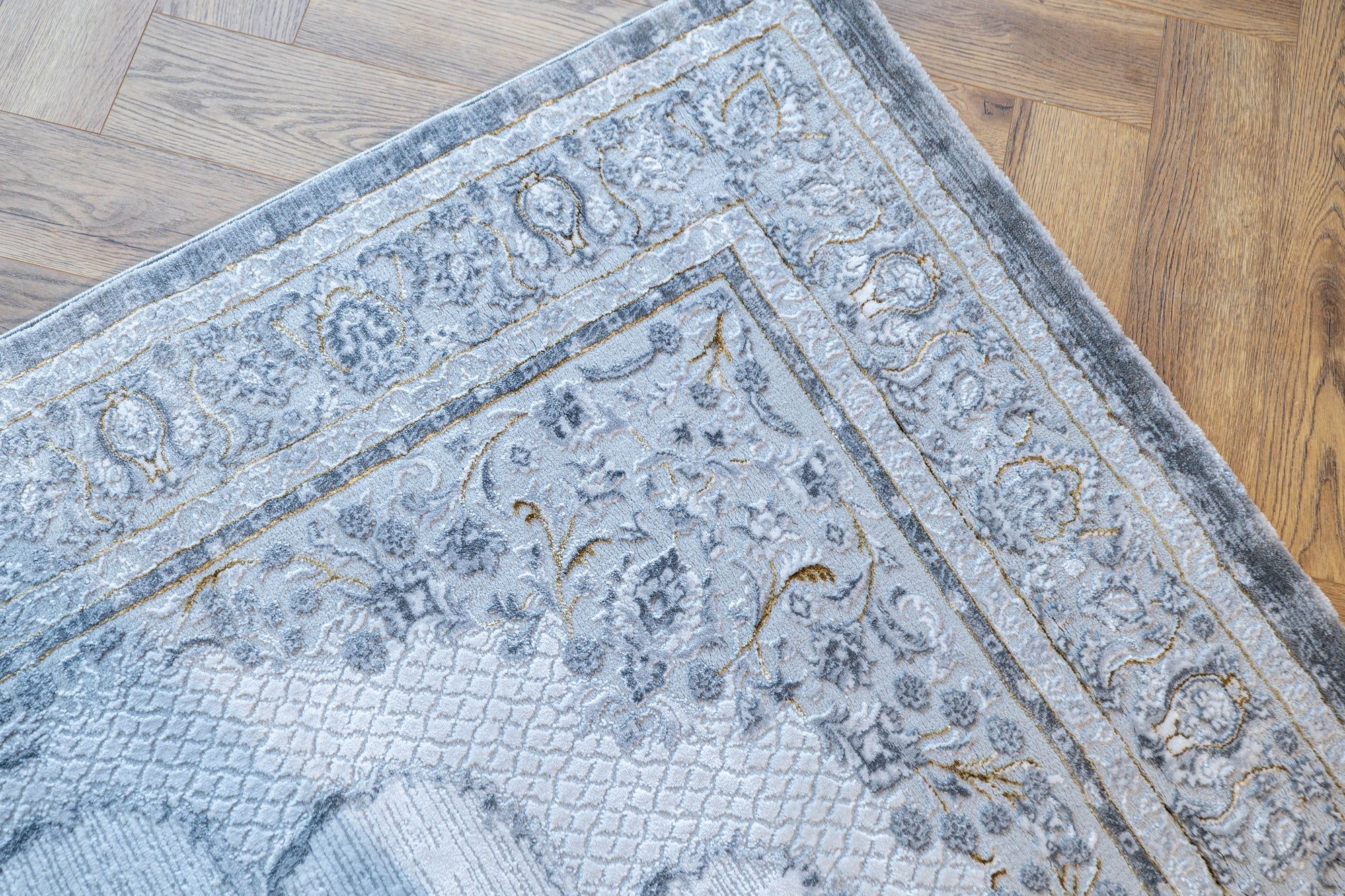 Grey Ivory Lazer Medallion Rug