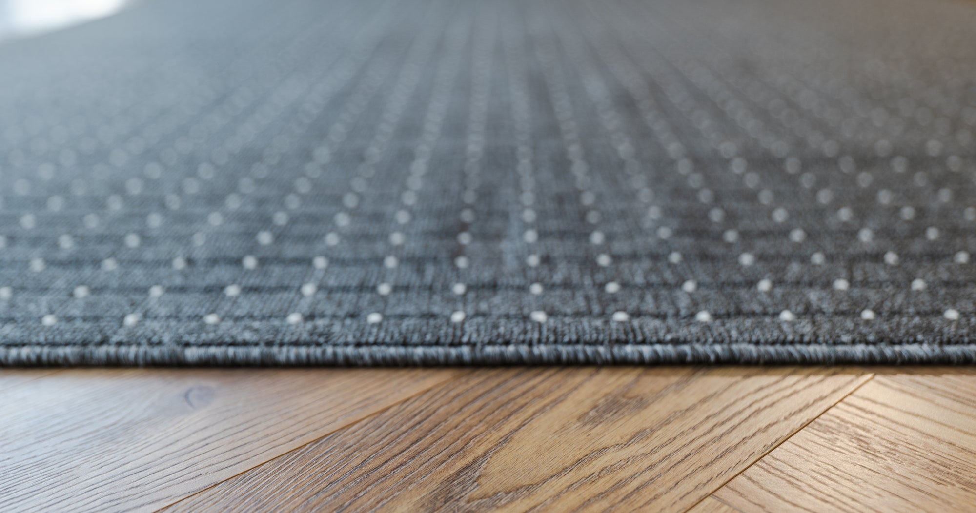 Nikotex Grey charcoal  Weave flatweave white dots rug