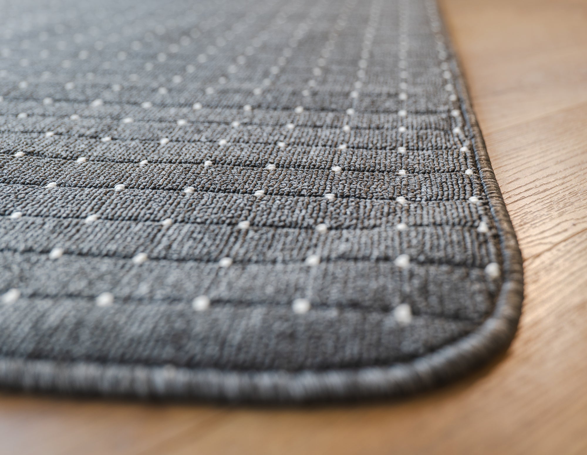 Nikotex Grey charcoal  Weave flatweave white dots rug