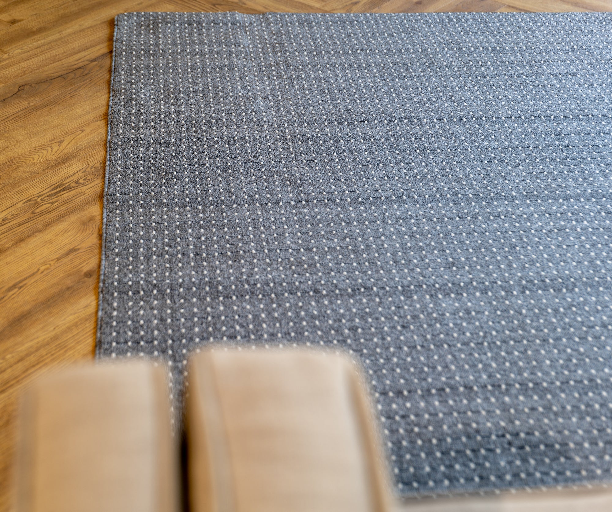 Nikotex Grey charcoal  Weave flatweave white dots rug