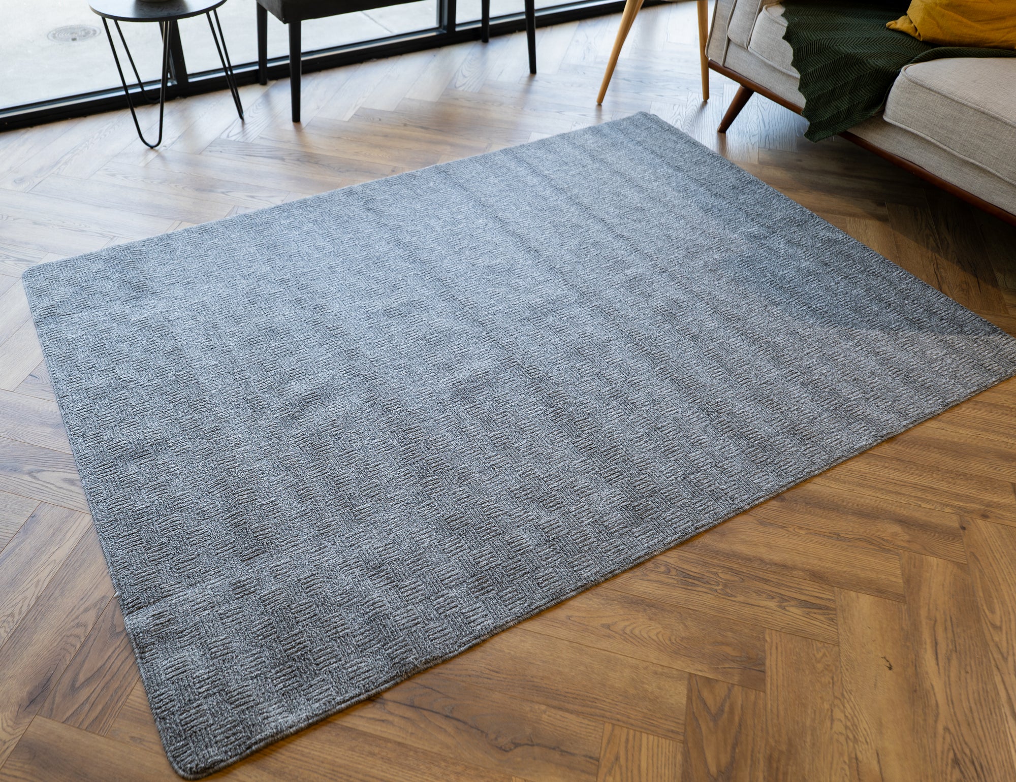 Callavi plain squares Weave flatweave Silver rug