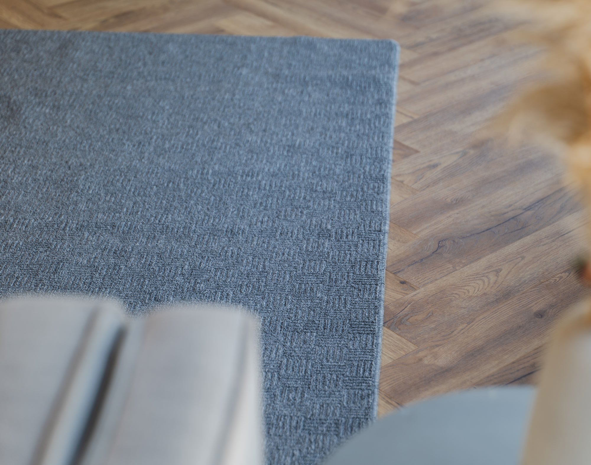 Callavi plain squares Weave flatweave Silver rug