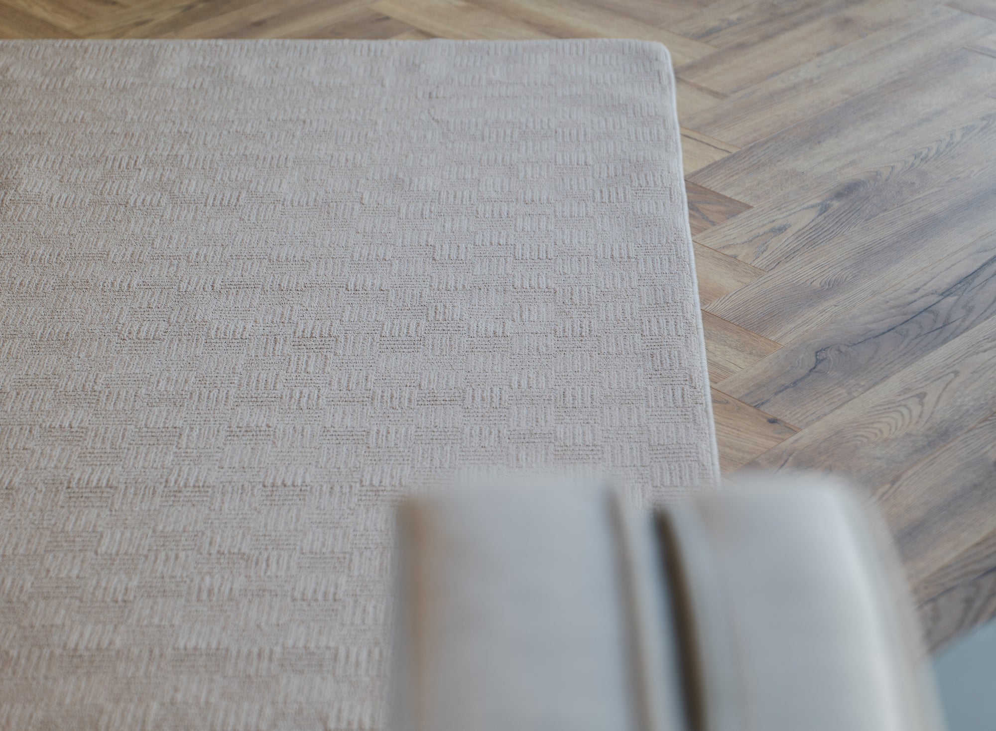 Callavi plain squares flatweave cream rug