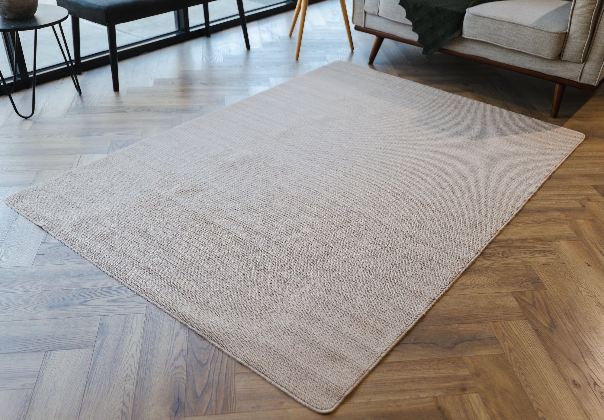 Callavi plain lines flatweave cream rug