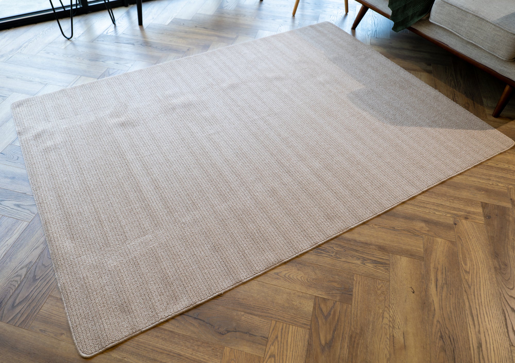 Callavi plain lines flatweave cream rug