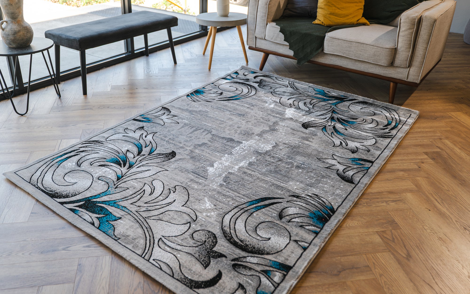 Istanbul 3066 grey blue rug