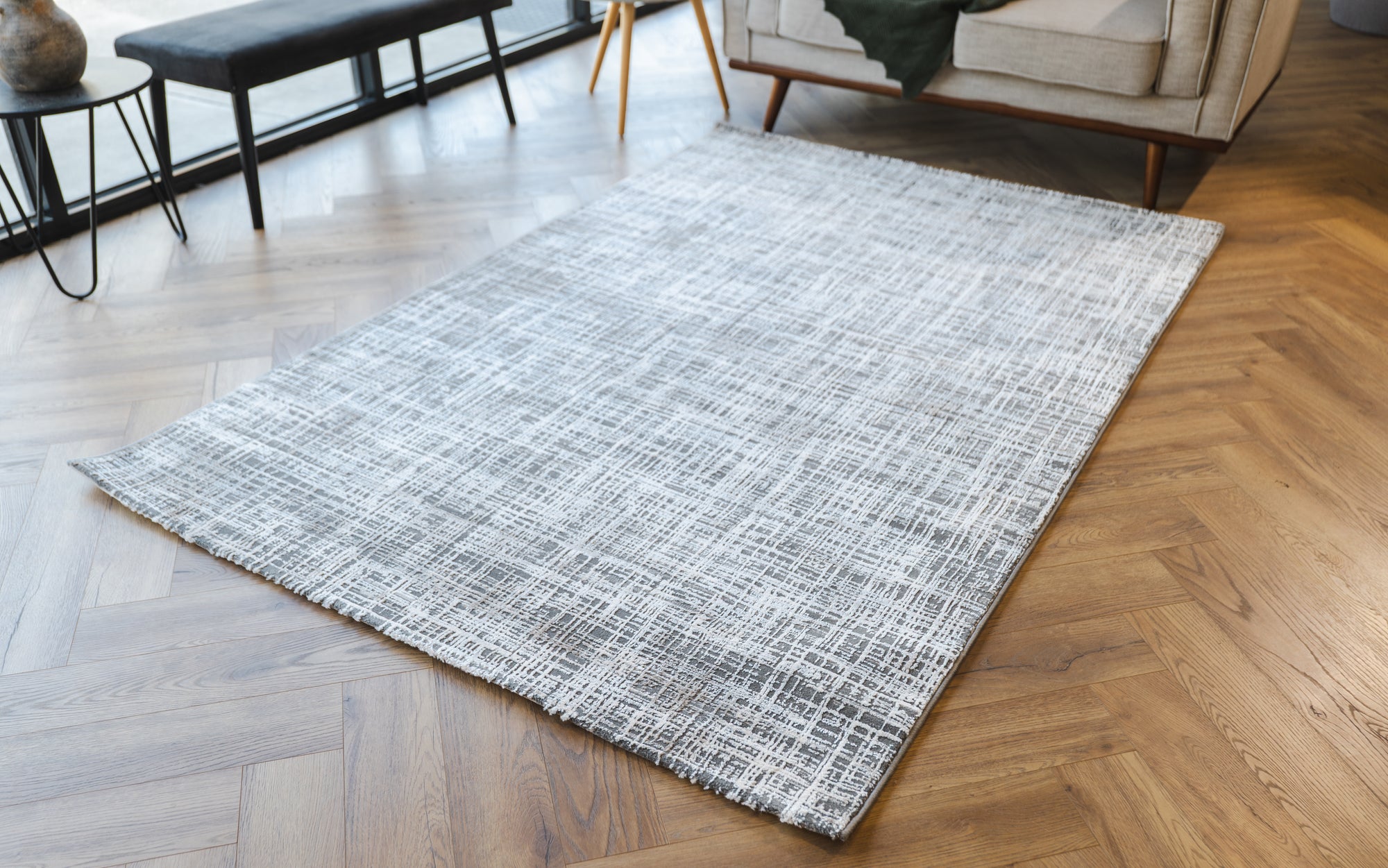Deluxe 687 Modern grey beige cream rug