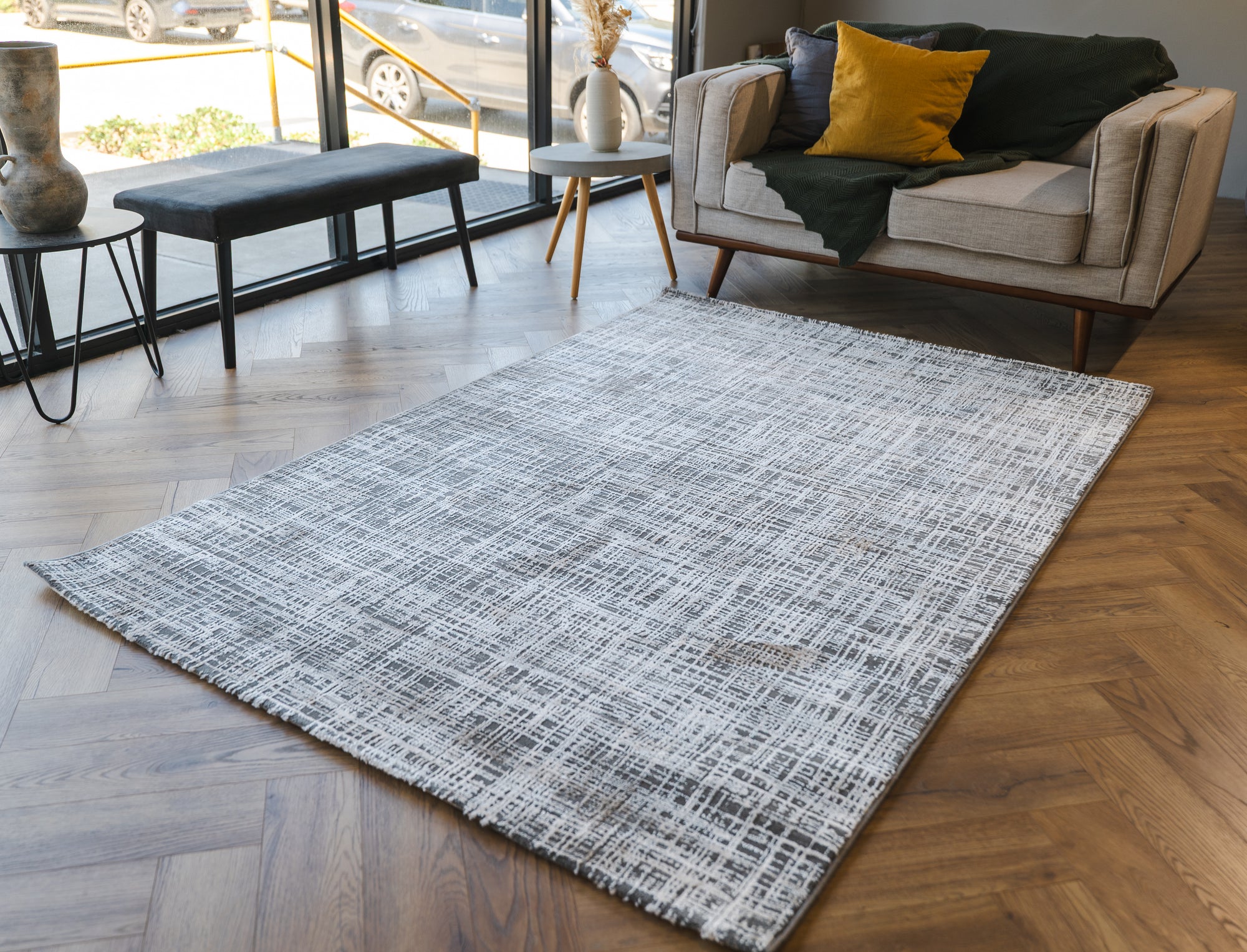 Deluxe 687 Modern grey beige cream rug