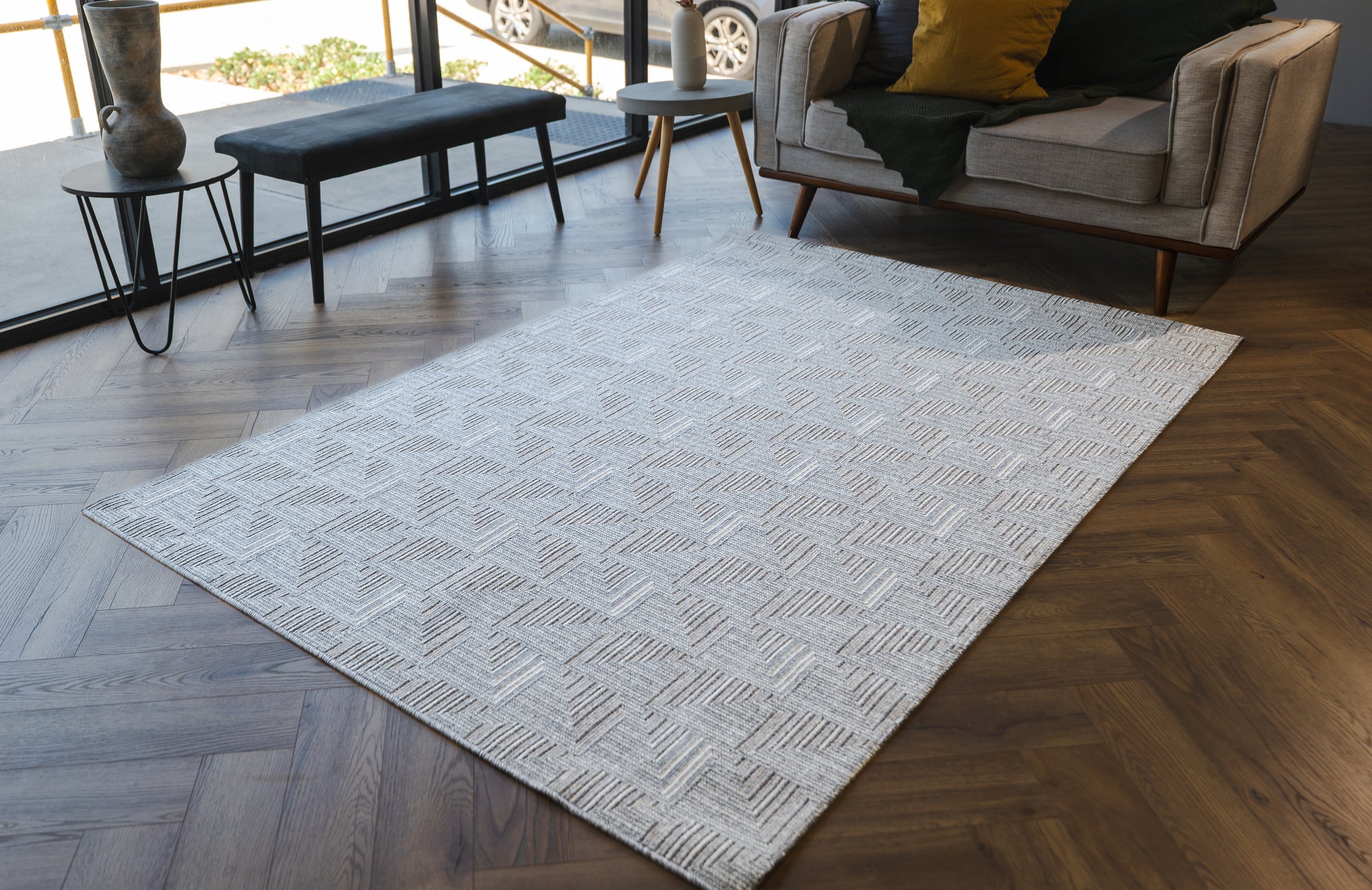 Nikotex Polar silver flatweave floor rug