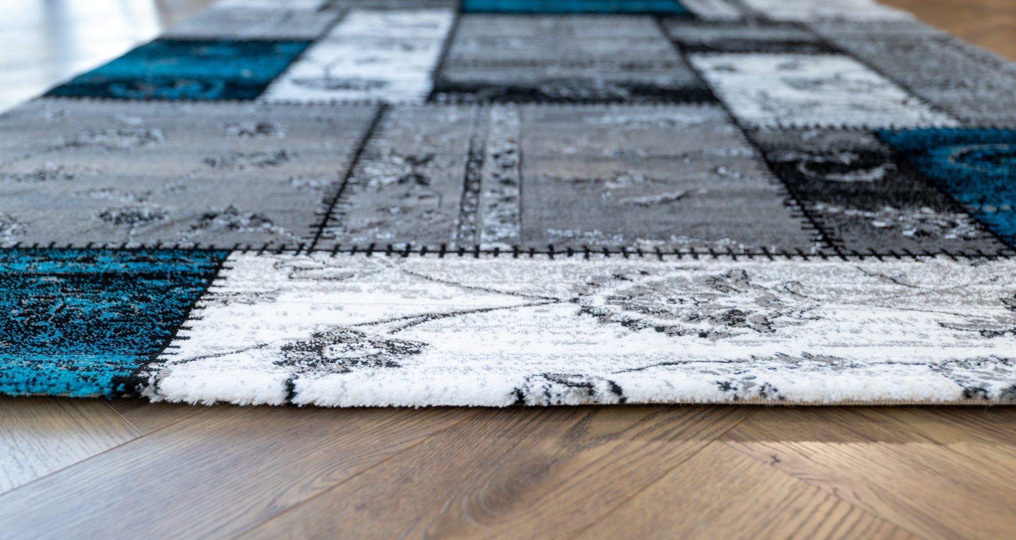 Istanbul 3011 patchworks grey blue rug