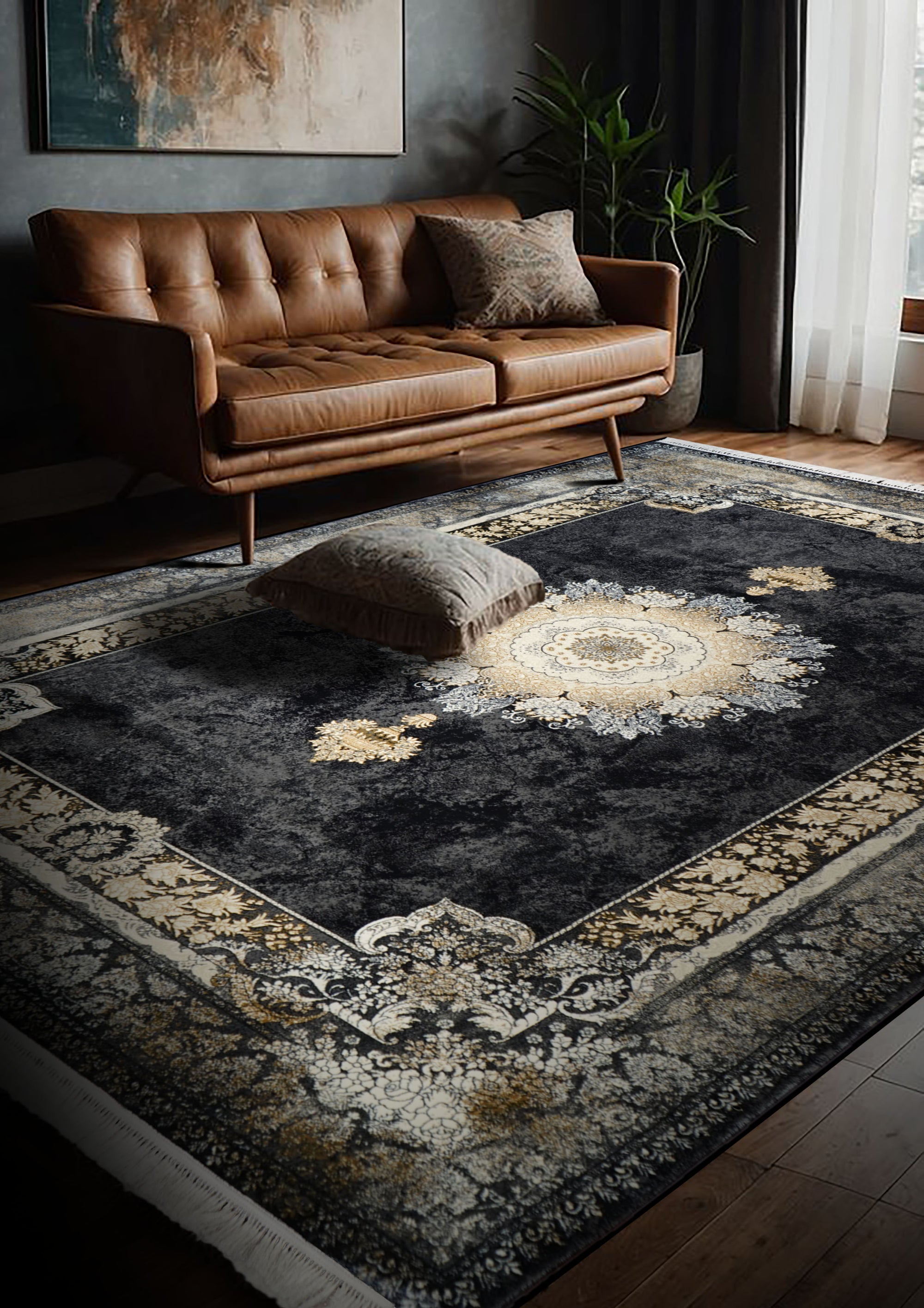 Hive 200 Traditional transitional grey gold rug